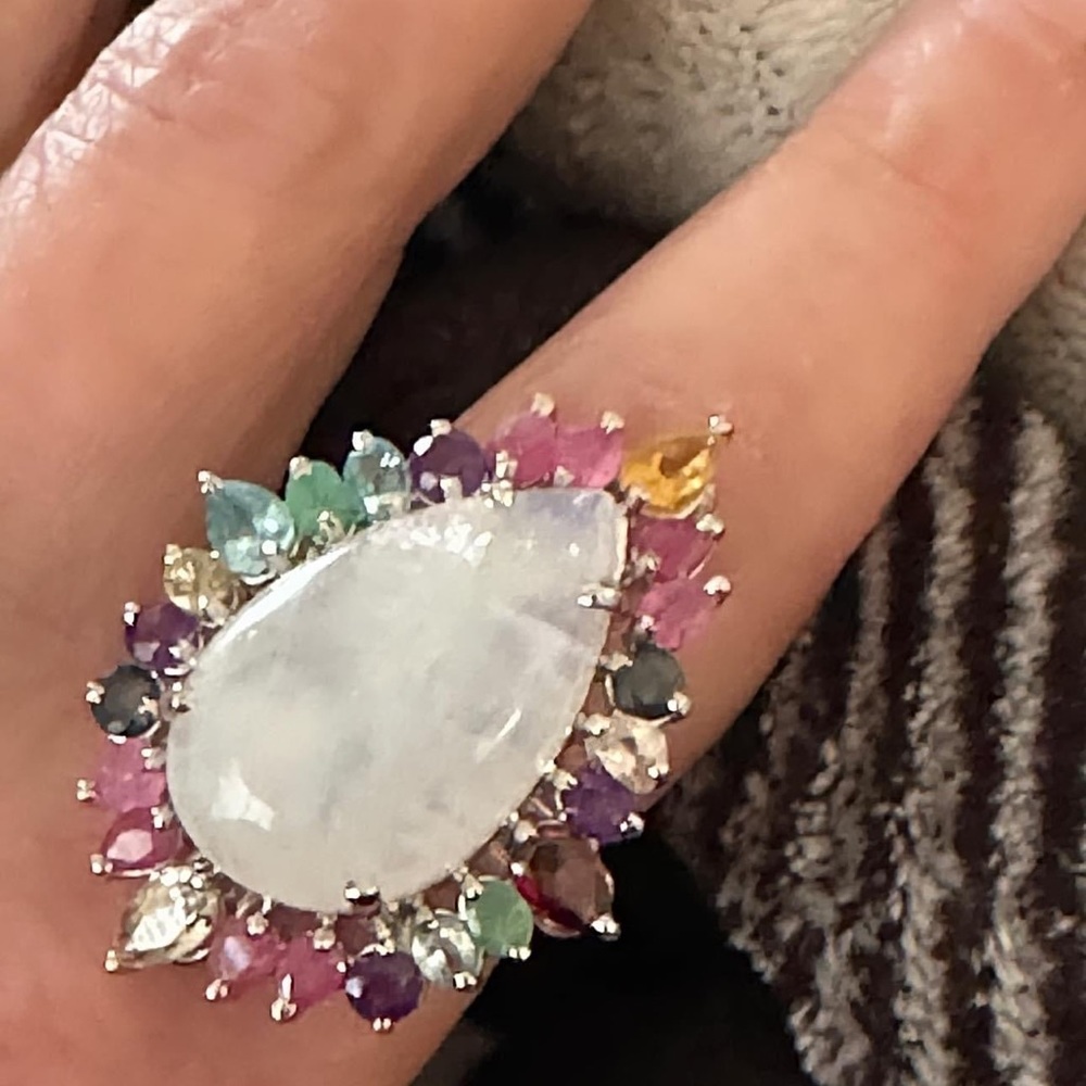 High-Quality Moonstone Multi Gemstone Statement 9… - image 3